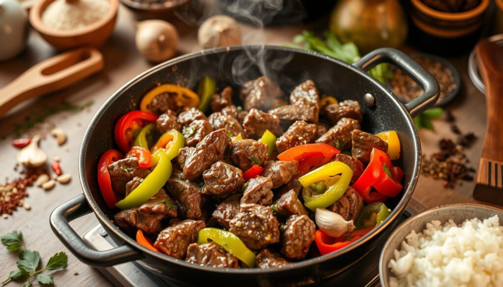 Beef Pepper Steak Cooking Process